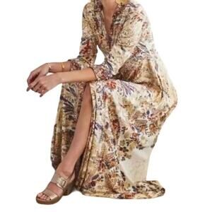 Soft Surroundings Cream Floral Maxi Dress
